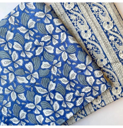 Pure Cotton Hand Block Print Fabric for Shirt Making Indian Style African Home Furnishing Decorative Crafting Sewing Dressmaking