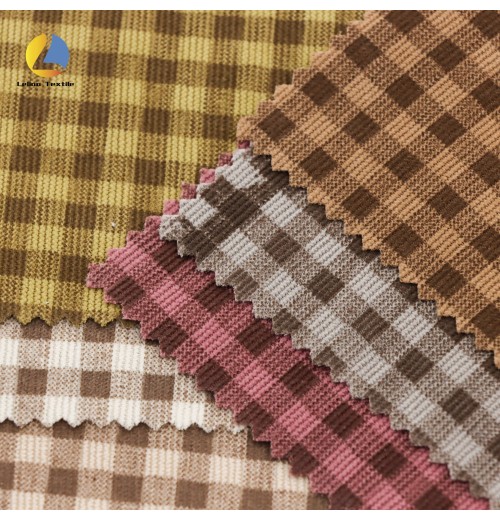 Trend Style Prinstripe Garment Gingham Printed Corduroy 100% Cotton 21 Stripes Corduroy Dyed Plaids For Sofa Covers