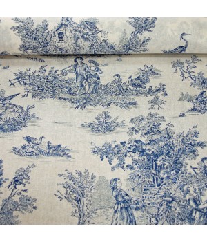 Wholesale Customized France Historical Scenes Toile de Jouy Cotton Printed Canvas Fabric for Home Deco