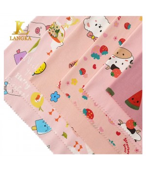 Langka Wholesale Interlock Print Knitted cotton Jersey Material Stock Anti Bacterial fabric Manufacturers